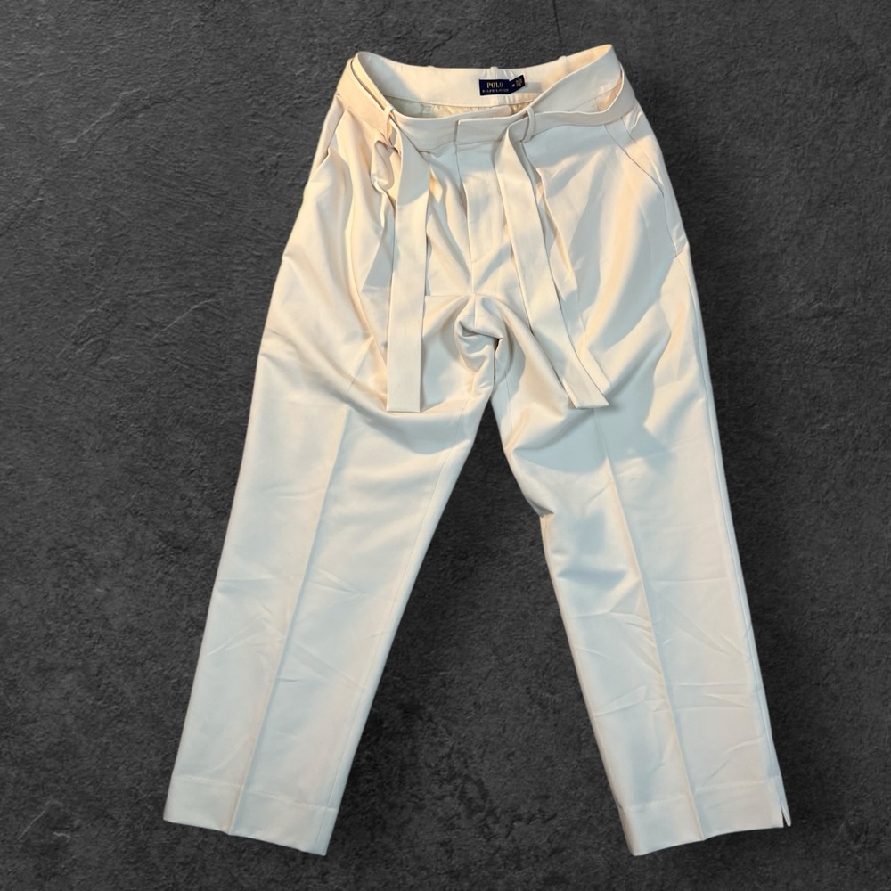 Polo by Ralph Lauren Cream High-Waist Tie Front Trousers